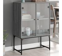 vidaXL Side Cabinet with Glass Doors Grey Sonoma 69x37x100 cm