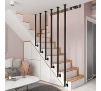 Modern Side-Mounted Railings Metal Transitional Handrail Wrought Iron Balustrade Posts, Hand Rail Step Floor to Ceiling for Corridor Attic Porch Loft Guardrails(2.3ft/70cm)