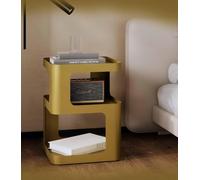 Modern Side Table - Metal Nightstand with 3-Tier Storage for Small Spaces, Sturdy Design, No Assembly Required for Living Room and Bedroom