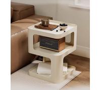 Modern Side Table - Metal Nightstand with 3-Tier Storage for Small Spaces, Sturdy Design, No Assembly Required for Living Room and Bedroom