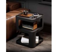 Modern Side Table - Metal Nightstand with 3-Tier Storage for Small Spaces, Sturdy Design, No Assembly Required for Living Room and Bedroom