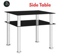 Modern Side Table Tempered Glass Accent End Couch Sofa Table Black vidaXL