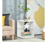 Modern Side Table Three Layer Bedside Table Nightstand w/ 2 Storage Shelves