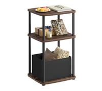 Modern Side Table with 3 Storage Shelves, Ebony Walnut