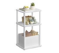 Modern Side Table with 3 Storage Shelves, Snow White