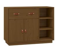 Modern Sideboard Cabinet with Doors and Drawers Solid Pine Wood Storage Cupboard