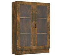 vidaXL Smoked Oak Vitrine Cabinet - 82.5x30.5x115 cm - Engineered Wood, Glass Doors - Modern, Freestanding Bookshelf for Living room, Bedroom, Office