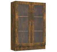 vidaXL 2 Door 3 Shelf Smoked Oak Vitrine Cabinet - Size: 115 x 82.5 x 30.5cm - Brown - Wilko