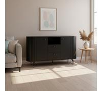 Modern Sideboard Chest Of Drawers 151Cm Soft Close Metal Legs Black