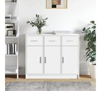 (white) vidaXL Sideboard Storage Cabinet Cupboard High Gloss White Engineered Wood