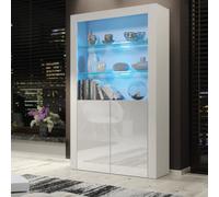 Mex Furniture Premium 170cm Cabinet Sideboard with High Gloss Doors and Free LED Lights Display