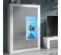 Mex Furniture LTD Display Cabinet 140cm Matt Body & Gloss Doors in Light Grey Mex Furniture LTD Light Grey
