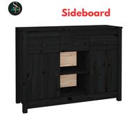 vidaXL Sideboard Black 100x35x74,5 cm Solid Wood Pine