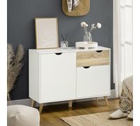 Modern Sideboard Storage Cabinet Accent Cupboard with Drawer HOMCOM White One Size