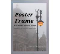 Modern Silver 50x70 cm Wall Photo Frame - Contemporary Home Office Decor Display Poster- Clear Acrylic Front - MDF Backing With Bothways Wall Hanging Hooks