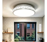 Modern Silver LED Ceiling Light, 35cm Geometric Round Fixture with Interlacing Metal Frame, Dimmable Remote Control Ceiling Lamp , Recessed ceiling light with Acrylic Shade for Living Room Bedroom