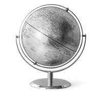 Modern Silver Metal Stand World Globe 720° Rotating Black & White for Home Office - 12inch x 10inch Contemporary Geographic Design