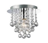 Modern Silver Polished Chrome 1 Way Round Jewel Effect Droplet Flush Ceiling Chandelier Light Fitting