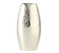 Modern Silver Sculptural Table Vase, Metal, Tall, Slim-line, Hand Made, Cast Aluminum, 2.5 L x 4.25 W x 8.75 H inches (17.0 L x 6.0 W x 22.0 H cm).