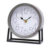Modern Silvery Table Clock on Stand - Decorative Desk & Shelf Mantel, Farmhouse Non-Ticking, Home Décor for Living Room, Bedroom, Bedside, Office - Elegant Gift (Silvery)