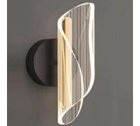 Modern Simple Acrylic Wall Lamps 11In Personality Dining Room Light Wall Sconces Led Tri Color Dimming Bedroom Wall Light for Bedroom Bedside Bar Room Kitchen Study Corridor,Black/Black