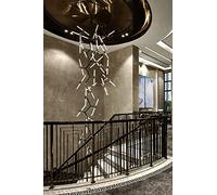 Modern Simple Art Living Room Creative Personality Villa Duplex Rotary Stair Lamp Long Chandelier (Emitting Color Neutral Light Size : Golden)
