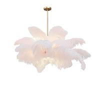 Modern Simple Chandeliers White Pink Feather Chandelier Romantic Luxury Pendant Light For Bedroom Girl Room Clothing Store Photo Studio Creative Large Ostrich Feather Ceiling Light Fixture-White 100
