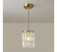 Modern Simple Crystal Chandelier, E 27 Lamp Head Light Luxury All-Copper Ceiling Lamp, Adjustable Height Medieval Gold Pendant Light, Bedroom Living Room Cafe Kitchen Island Decorative Hangin
