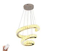 Modern Simple Crystal Chandelier,Home Dining Room Bedroom Living Room Bar,Creative Personality Circle Lighting-Silver has no aurora diode 50cm diameter