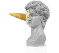 Modern Simple David Bust Statue Ice Cream Smashing David Statue Resin Sculpture figurine for Home Ornament Office Bookshelf Decor Sketch Practice DIY Art Gift-David (Vanilla)