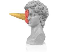 Modern Simple David Bust Statue Ice Cream Smashing David Statue Resin Sculpture figurine for Home Ornament Office Bookshelf Decor Sketch Practice DIY Art Gift-David (Strawberry)