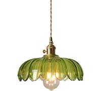 Modern Simple E27 Pendant Light Creative Lotus Leaf Shape Ceiling Lighting Green Transparent Glass Living Room Dining Room Kitchen Decorative Lamps