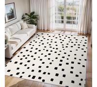 Modern Simple Small Rugs for Bedroom 50 x 80 cm, Abstract Black Square Mats and Rugs, Non Slip Soft Low Pile Indoor Door Mat, Machine Washable Rug, Home Decor Carpet ZY&L1