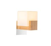 Modern Simple Solid Wood Wall Light Wall Sconce Creative Europe Aisle Corridor Wall Lamp Japanese Living Room Bedroom Bedside Frosted Glass Wall Lantern E27 Fixture