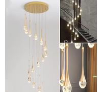 Modern Simple Spiral Crystal Hotel Furniture Decoration Chaner Stair Chaner Ceiling Rain Drop Lamp,Plug in Long Pendant Lighting Fixtures for Living Room,Staise,Hallway,Duplex Han