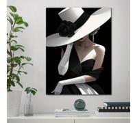 Modern Simple Wall Art Elegant Woman Black and White Mural HD Canvas Printed Poster Home Living Room Bedroom Decor 20x30cm Frameless