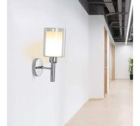 Modern Simplicity Indoor Glass Wall Lamp Creative Living Room Kitchen Study Stair Wrought Iron Wall Sconce E27 Lighting Modern Restaurant Cafe Hotel Aisle Corridor Wall Lantern