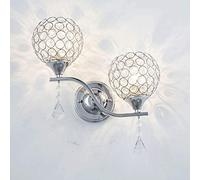 Modern Simplicity LED Crystal Wall Light Fixture with Pull Cord Switch for Living Room Bed Room Kitchen Porch, Chrome Finish Double Head Lamps E27 Hotel Bedside Reading Light,110-240v, Silver It's so
