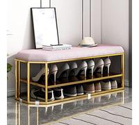 Modern Simplicity Upholstered Sofa Stool Change Shoe Stool Home Shoe Cabinet Entrance Wear Shoe Stool Soft Bag Cushion with Iron Fram Doorway Changing Shoes Stool Footsto