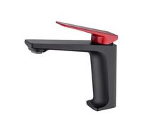 Modern Single Handle Brass Bathroom Faucet Black Red Stylish Waterfall Mixer Tap Hot & Cold for Elegant Sink