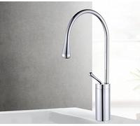 Modern Single Hole Bathroom & Kitchen Faucet - Chrome Plated Hot & Cold Water Tap, Low Flow Water Spout, Easy Installation, Stylish Sink Fixture