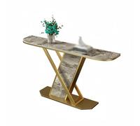 Modern Sintered Stone Console TableNarrow Entway Table with XShaped Metal Legs Rounded Corners for Hallway Living Room & Foyer (Gray 59in)