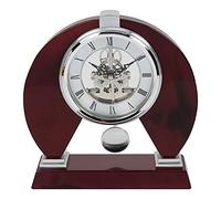 Modern Skeleton Mantel Clock with Pendulum. Red Wood Piano Finish