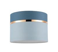 Happy Homewares Sky and Cobalt Blue Cotton Fabric Lamp Shade with Shiny Copper Ring