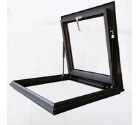 Modern Skylight Roof Hatch with Drain Plate, 3C Tempered Glass Roof Window and Skylight Basement Daylighting Door for Home Ventilation, Egress & Light on Flat Roof(60x60cm/23.6x23.6in)