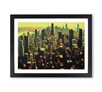 Modern Skyline New York City H1022 Framed Print for Living Room Bedroom Home Office Décor, Wall Art Picture Ready to Hang, Black A4 Frame (34 x 25 cm)