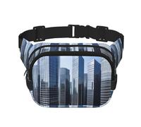 Modern Skyscrapers Square Double-Layer Waist Bag for Outdoor Activities Such as Sports, Travel, Hiking, Cycling