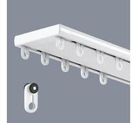 Modern Sliding Ceiling-Mounted Room Divider Track Set 4.7m/15.4ft Aluminium Rail for Living Room Bedroom Hospital - Stylish White Design Easy Installation