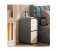 Modern Slim Bedside Table with 2 Drawers Solid Wood Narrow Nightstand for Bedroom Small End Table for Sofa Side Chest of Drawers with Lofty Ambition