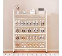 Modern Slim Metal Shoe Rack, 15cm Thin Shoe Shelf Storage Organiser, 3-6 Tier Shoes Holder W50/70/90CM Slanted Mesh Shelves and Top Shelf, for Doorway Hallway(Cream,L70cm x W15cm x H66cm)